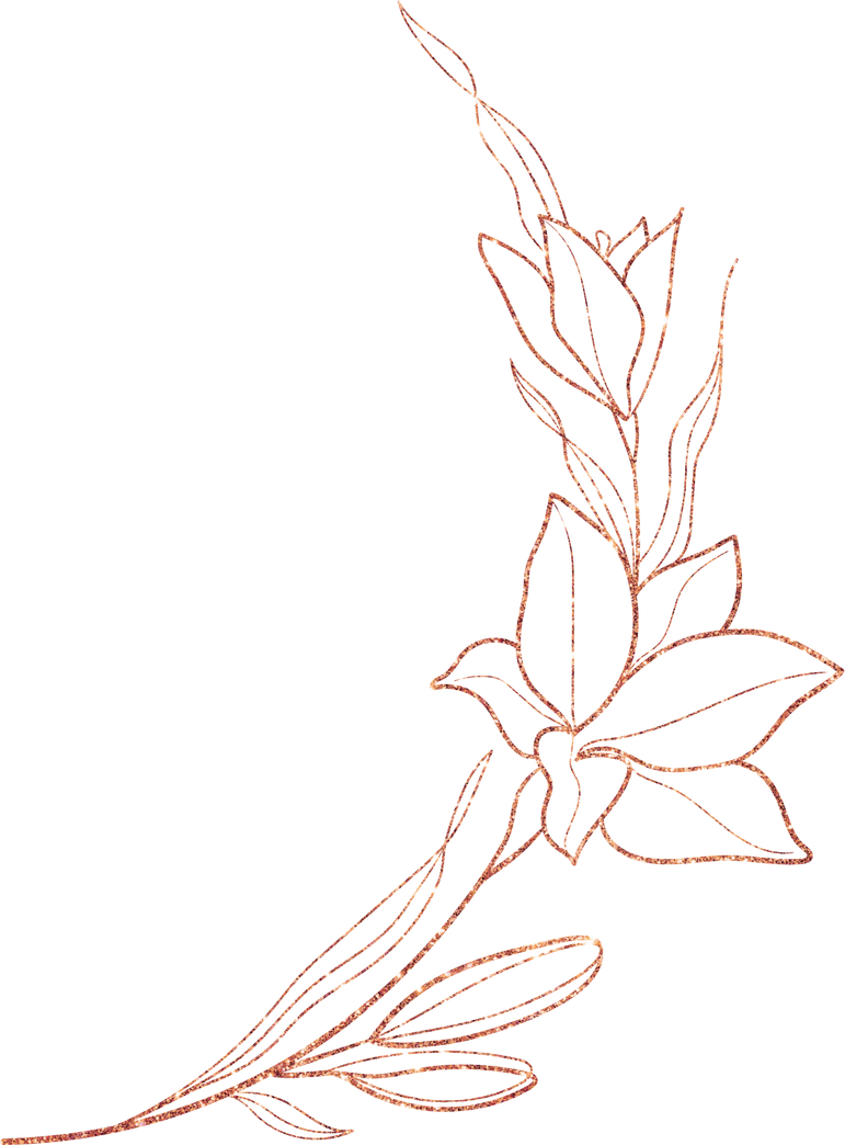 Rose Gold Botanical Flower Leaf